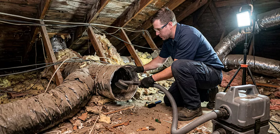 Storm-Damaged Attic Duct Cleaning in East Orange