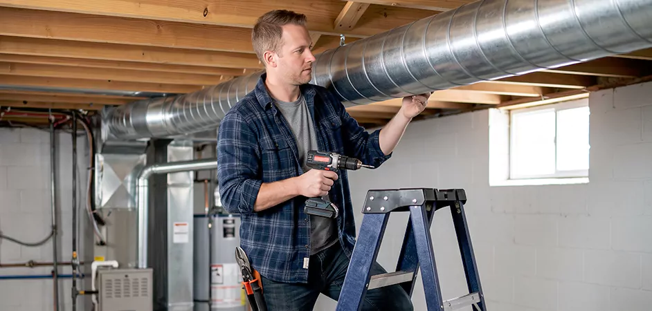 Exposed Spiral Ductwork in East Orange